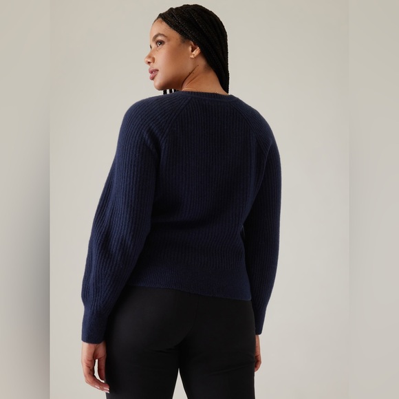NWT Athleta Navy Blue Layover V-Neck Sweater - Picture 2 of 11